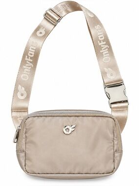 OnlyFans Logo Crossbody Belt Bag Beige Taupe Nylon Adjustable Strap